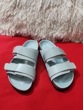 Birkenstock  Uji Nubuck Leather Light Mint Two-Strap EVA Sandals
